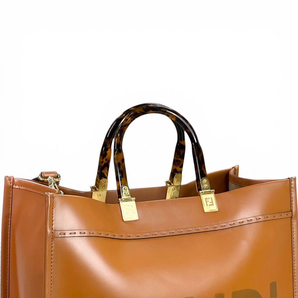Fendi Sunshine Tote Medium Brown Leather