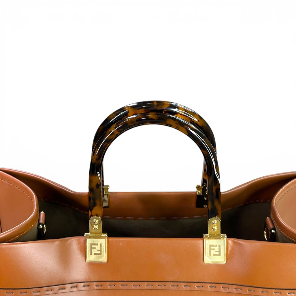 Fendi Sunshine Tote Medium Brown Leather