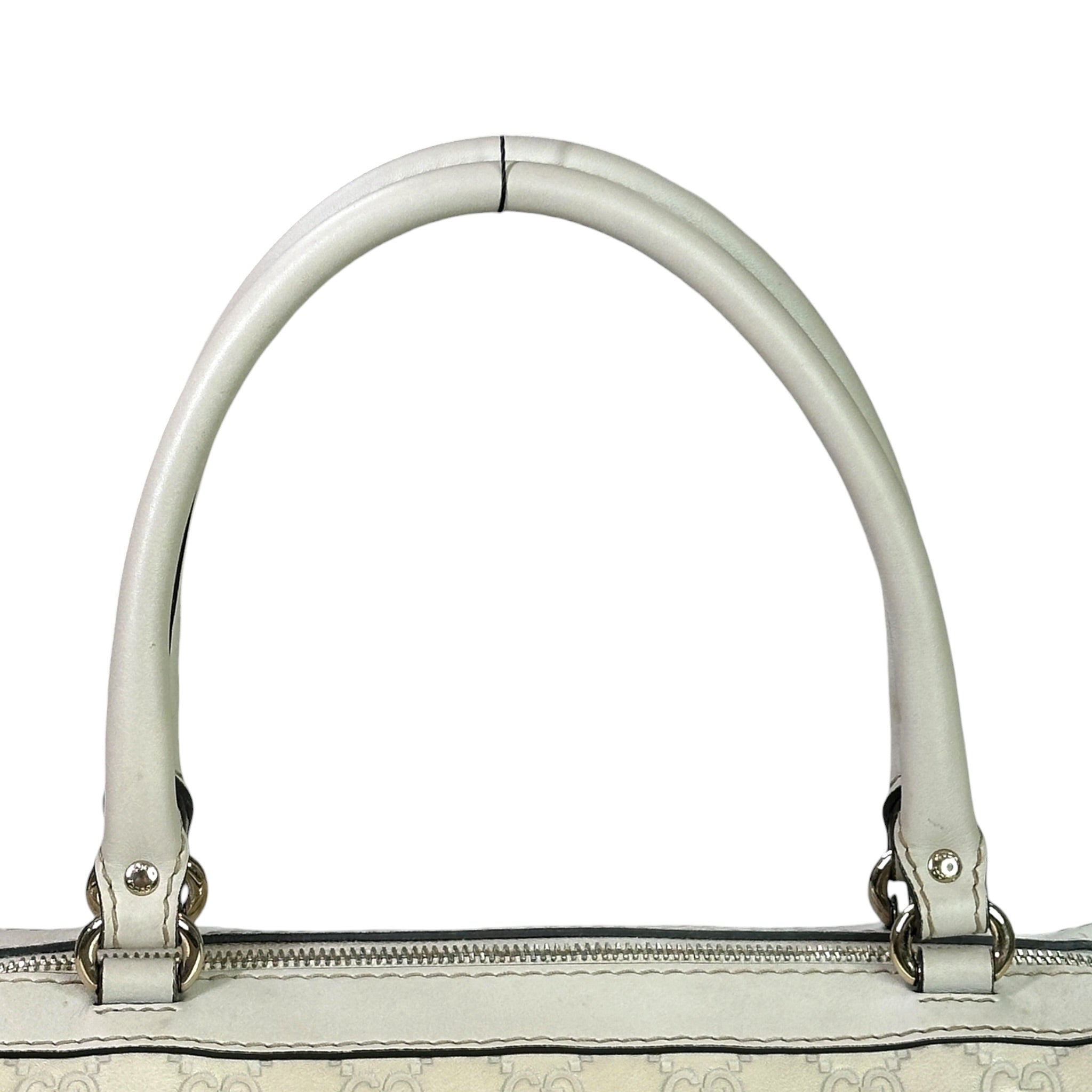 Gucci Joy Lovely Boston Bag White Guccissima Leather