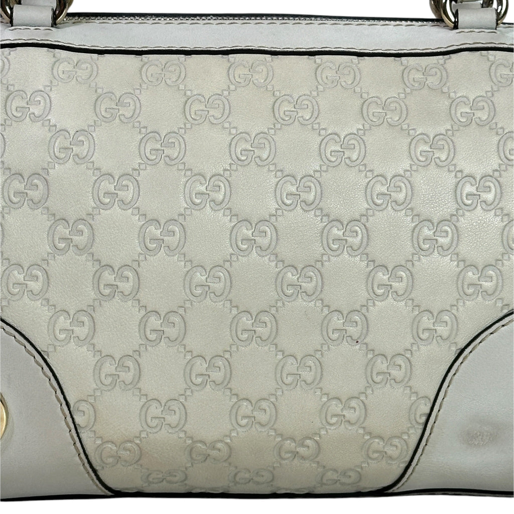 Gucci Joy Lovely Boston Bag White Guccissima Leather