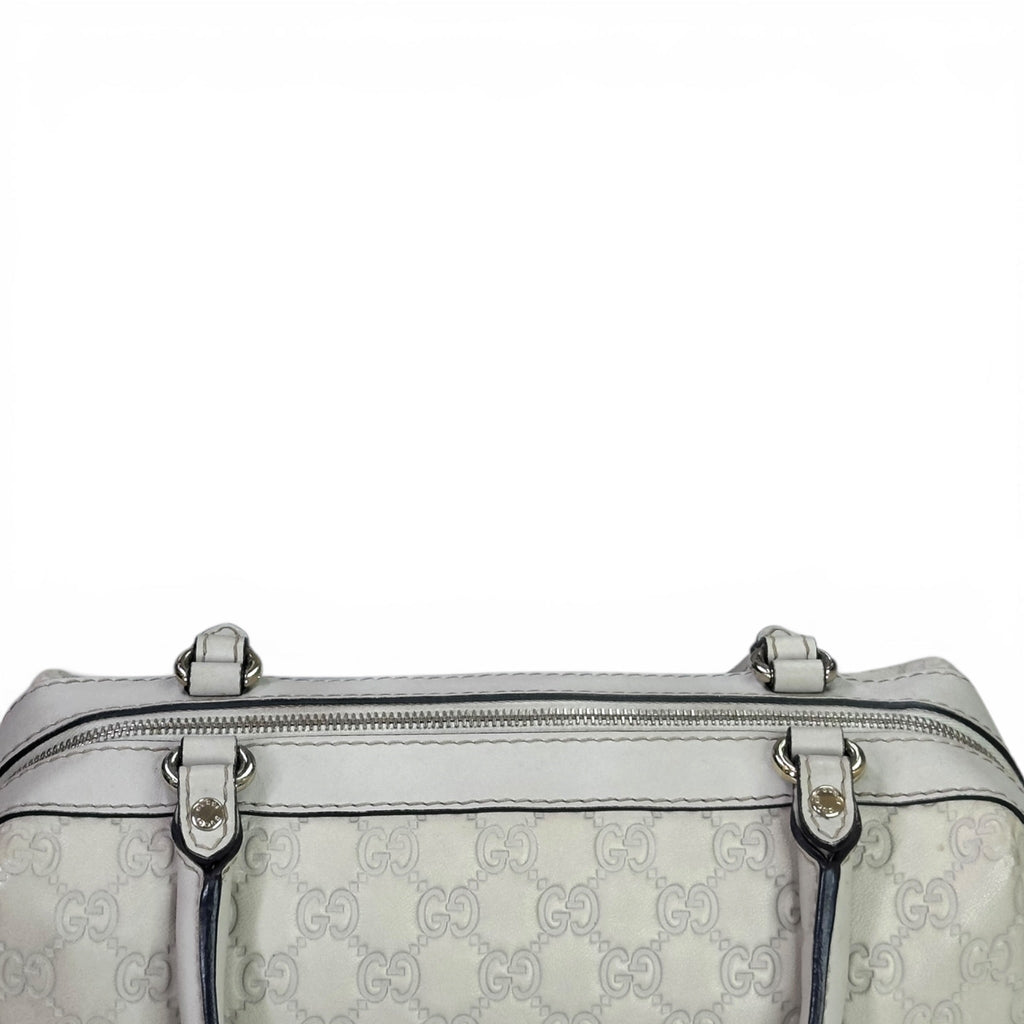 Gucci Joy Lovely Boston Bag White Guccissima Leather