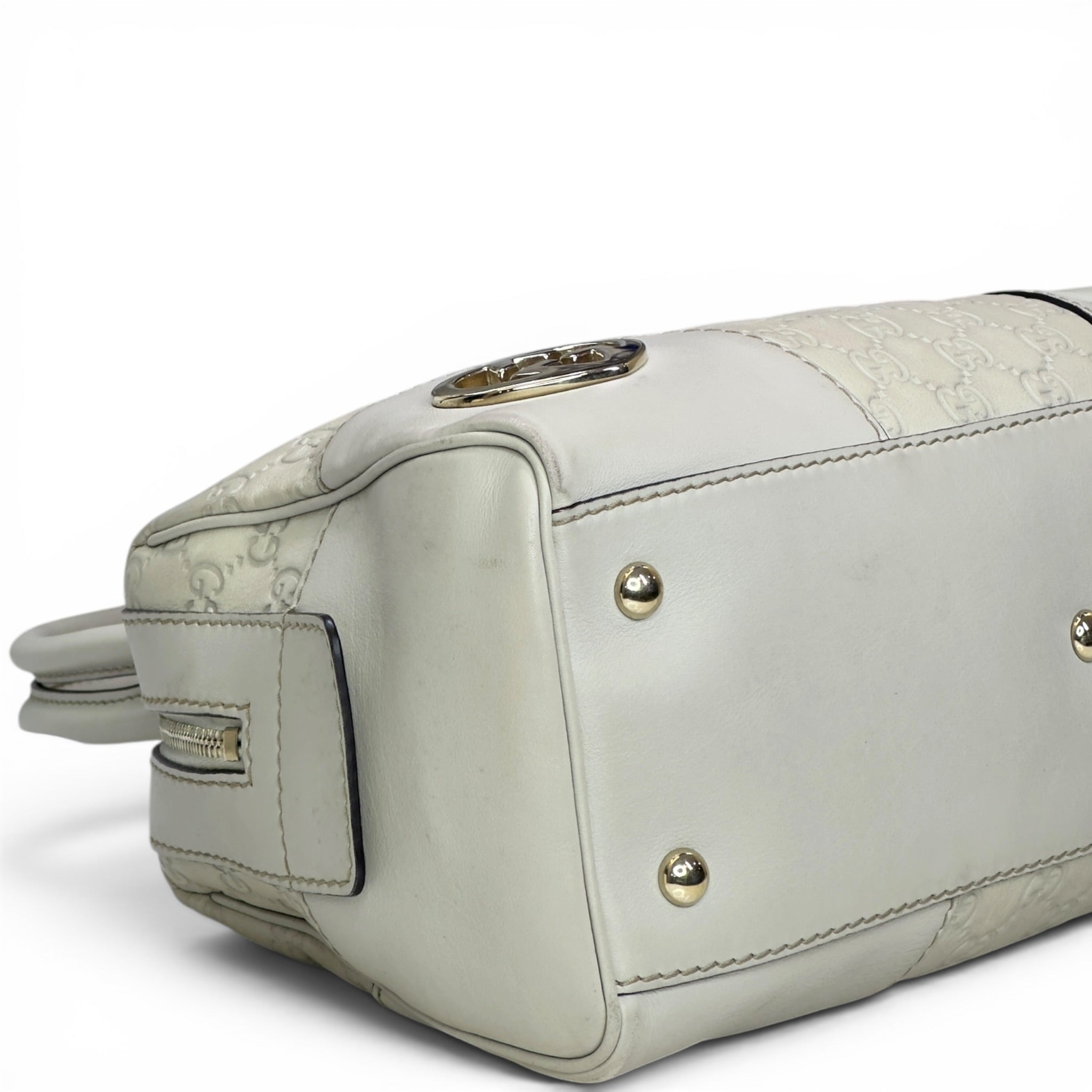 Gucci Joy Lovely Boston Bag White Guccissima Leather