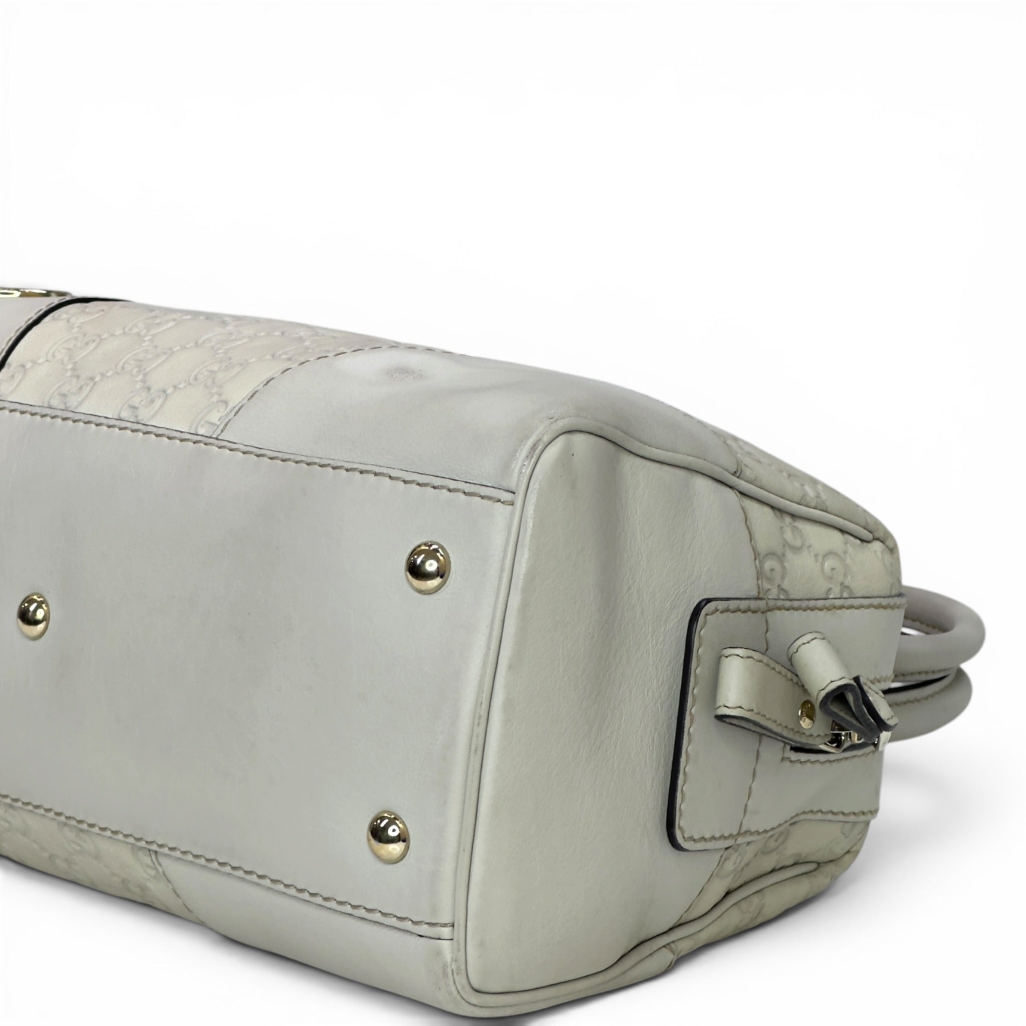 Gucci Joy Lovely Boston Bag White Guccissima Leather
