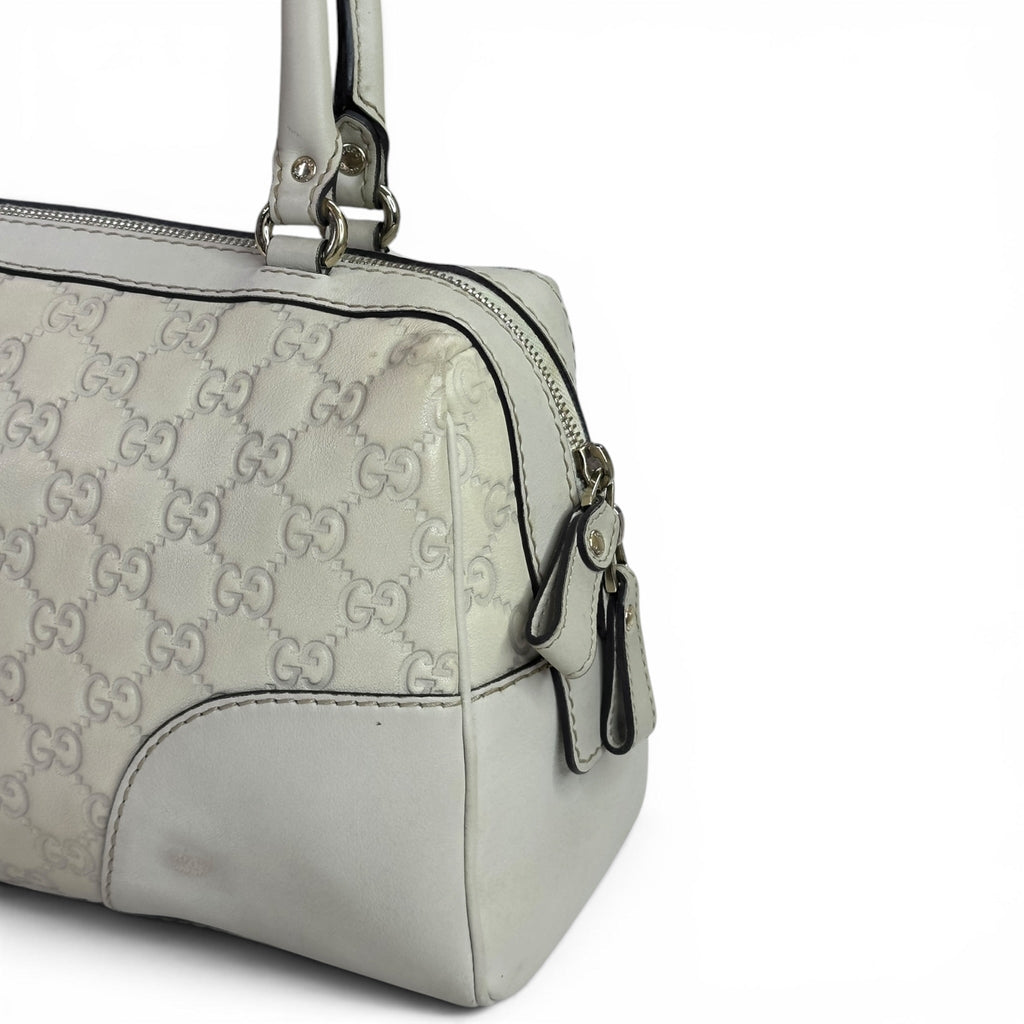 Gucci Joy Lovely Boston Bag White Guccissima Leather