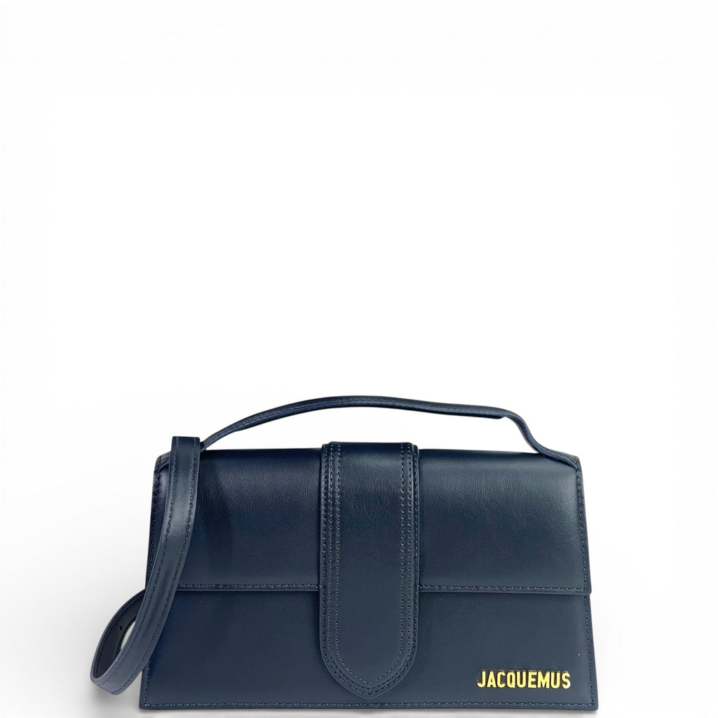 Jacquemus The Large Bambino Bag Navy Blue Leather