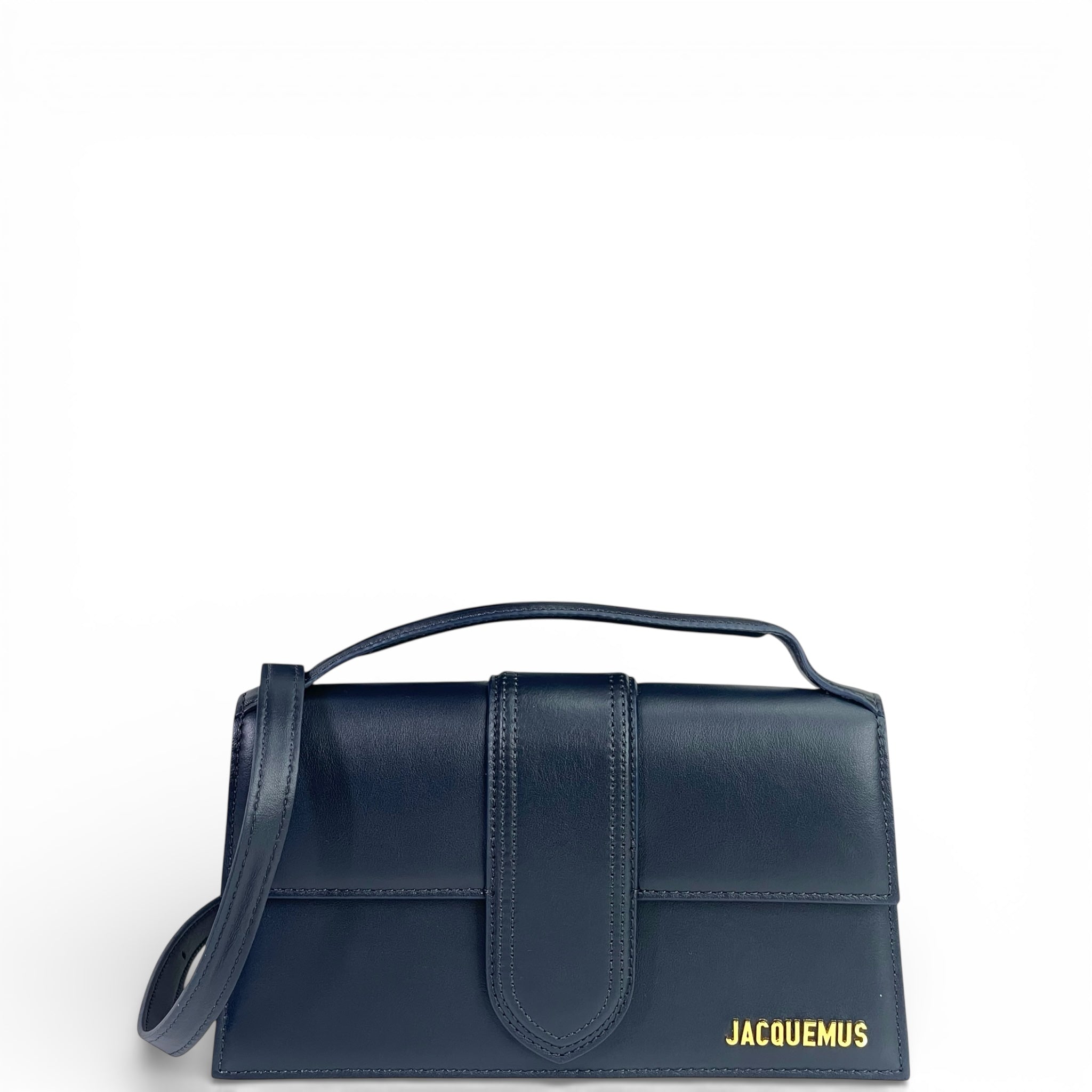 Jacquemus The Large Bambino Bag Navy Blue Leather