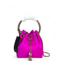 Jimmy Choo Bon Bon Bucket Bag Mini Fuchsia Satin Crystal Embellished