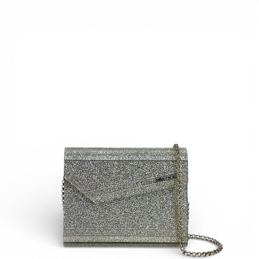 Jimmy Choo Candy Clutch Bag Acrylic Silver Glitter