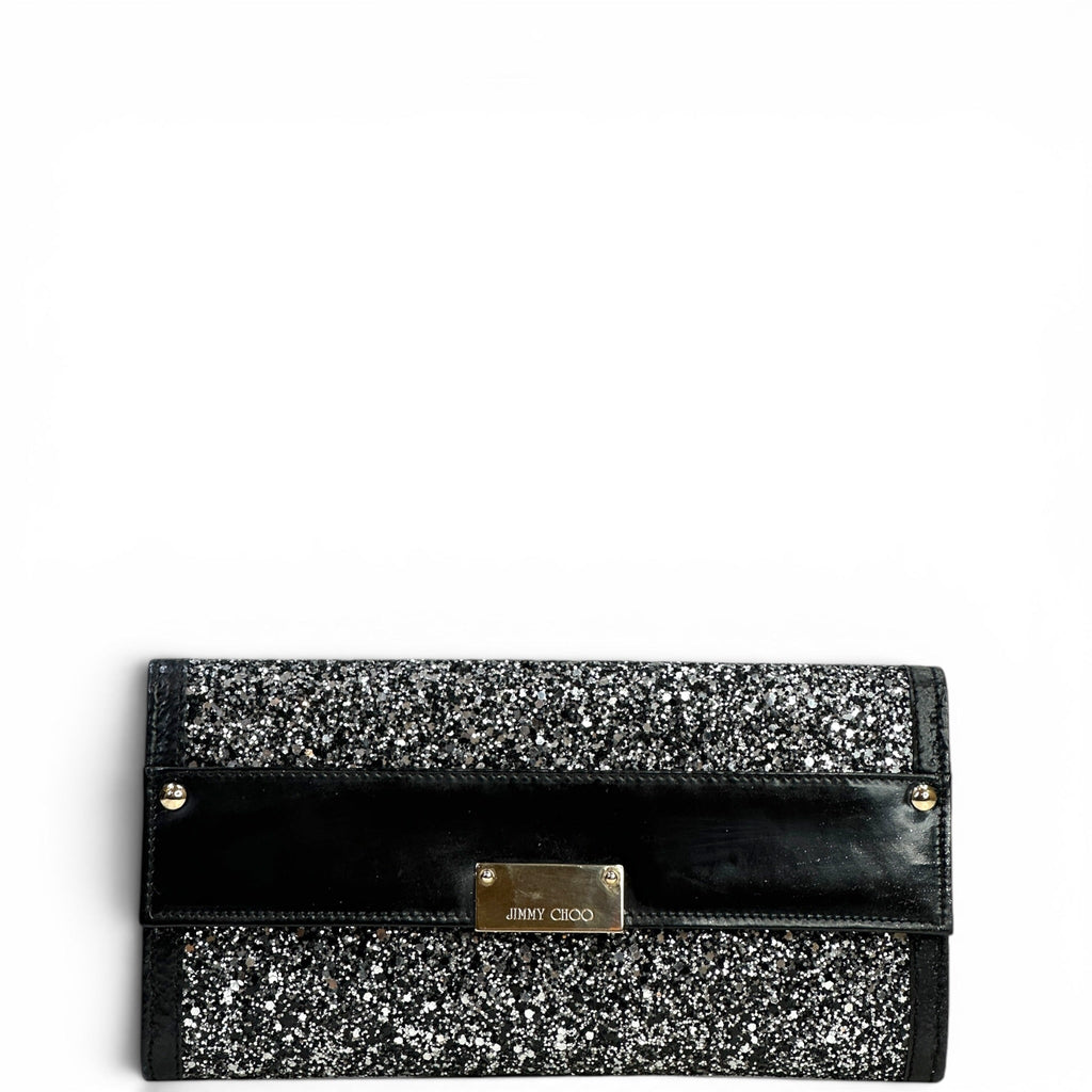 Jimmy Choo Flap Cluth Black/Grey Glitter