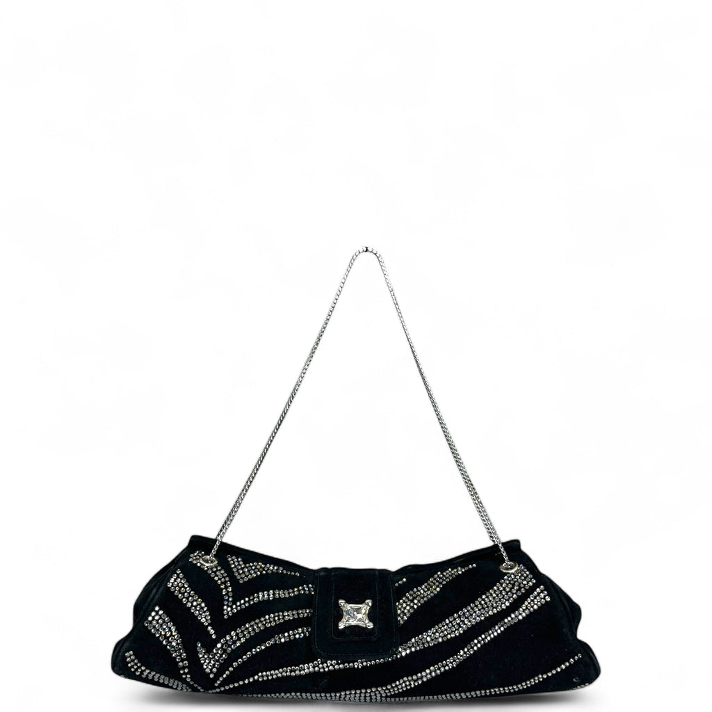 Judith Leiber Embellished Black Suede Shoulder Bag