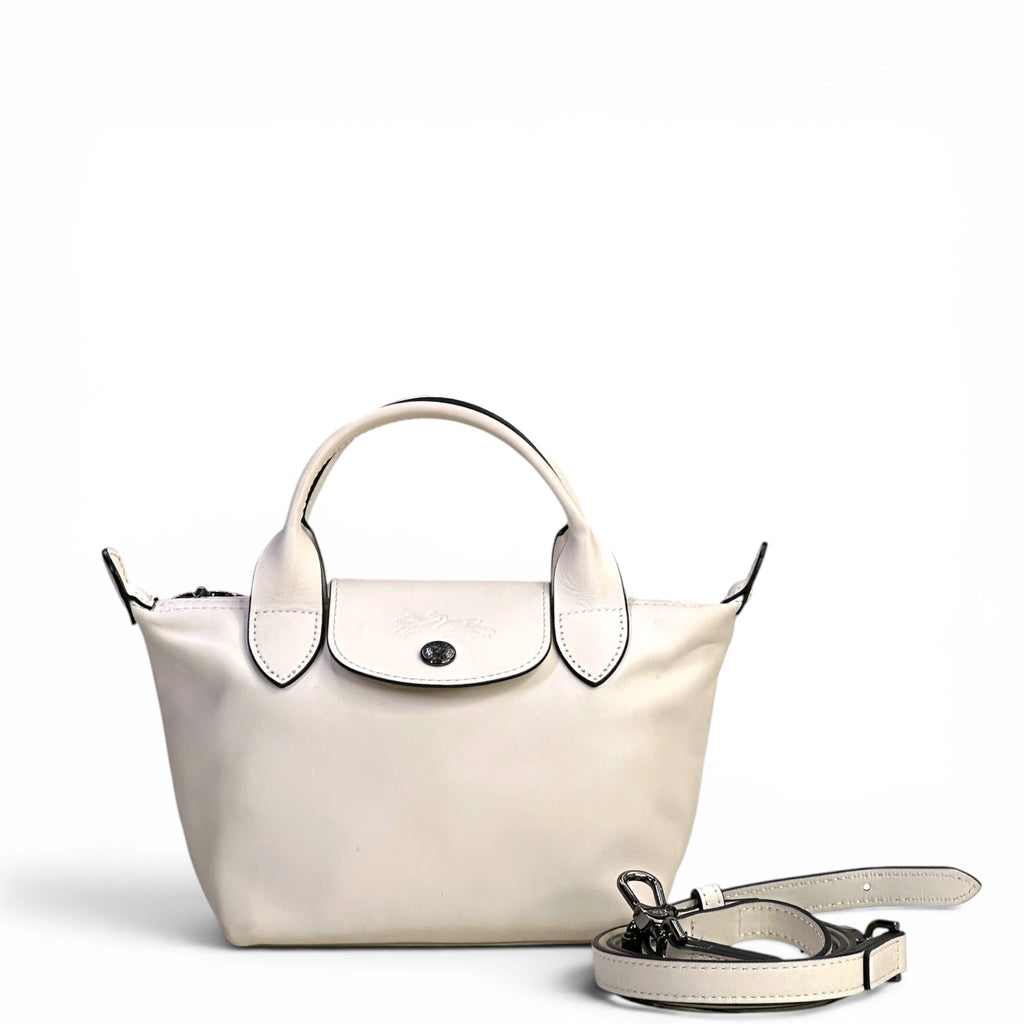 Longchamp Le Pliage Xtra XS Handbag White Cowhide Leather