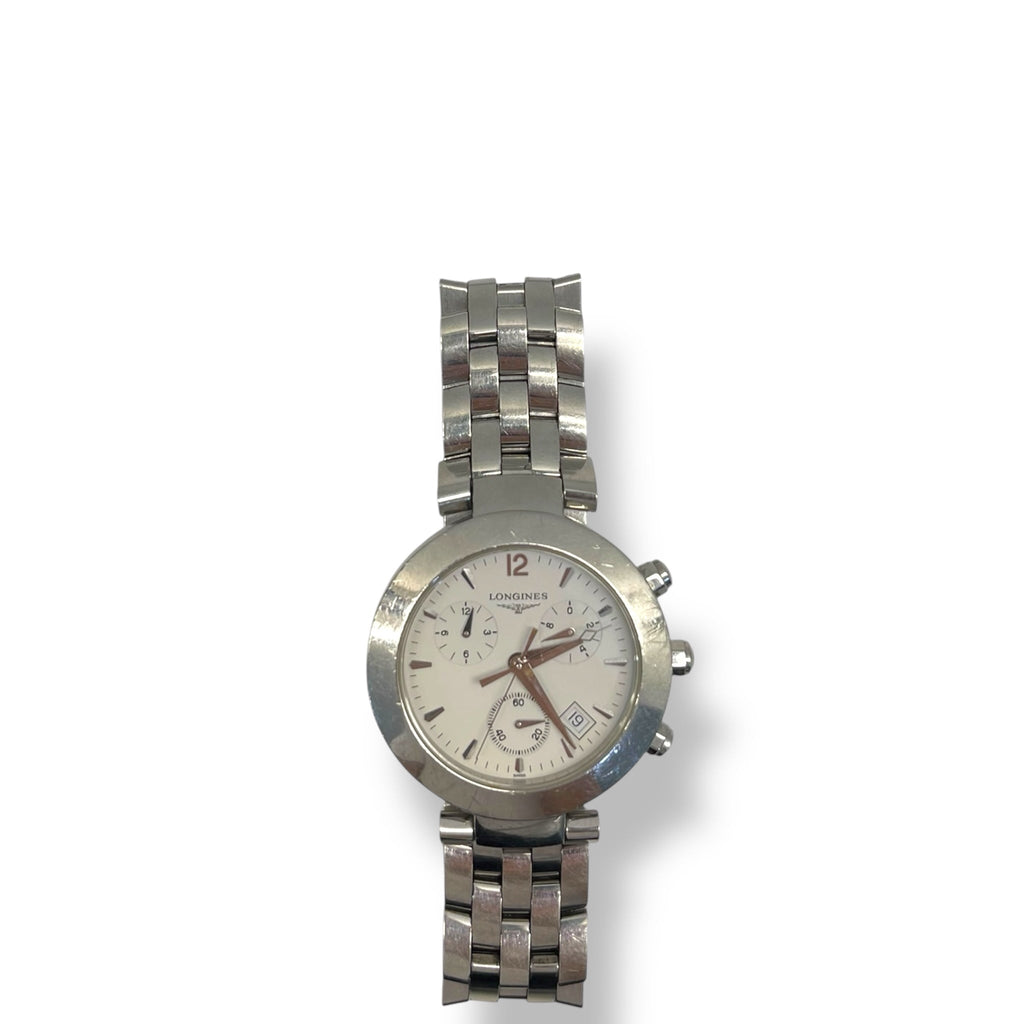 Longines DolceVita Watch Chronograph Stainless Steel White Dial