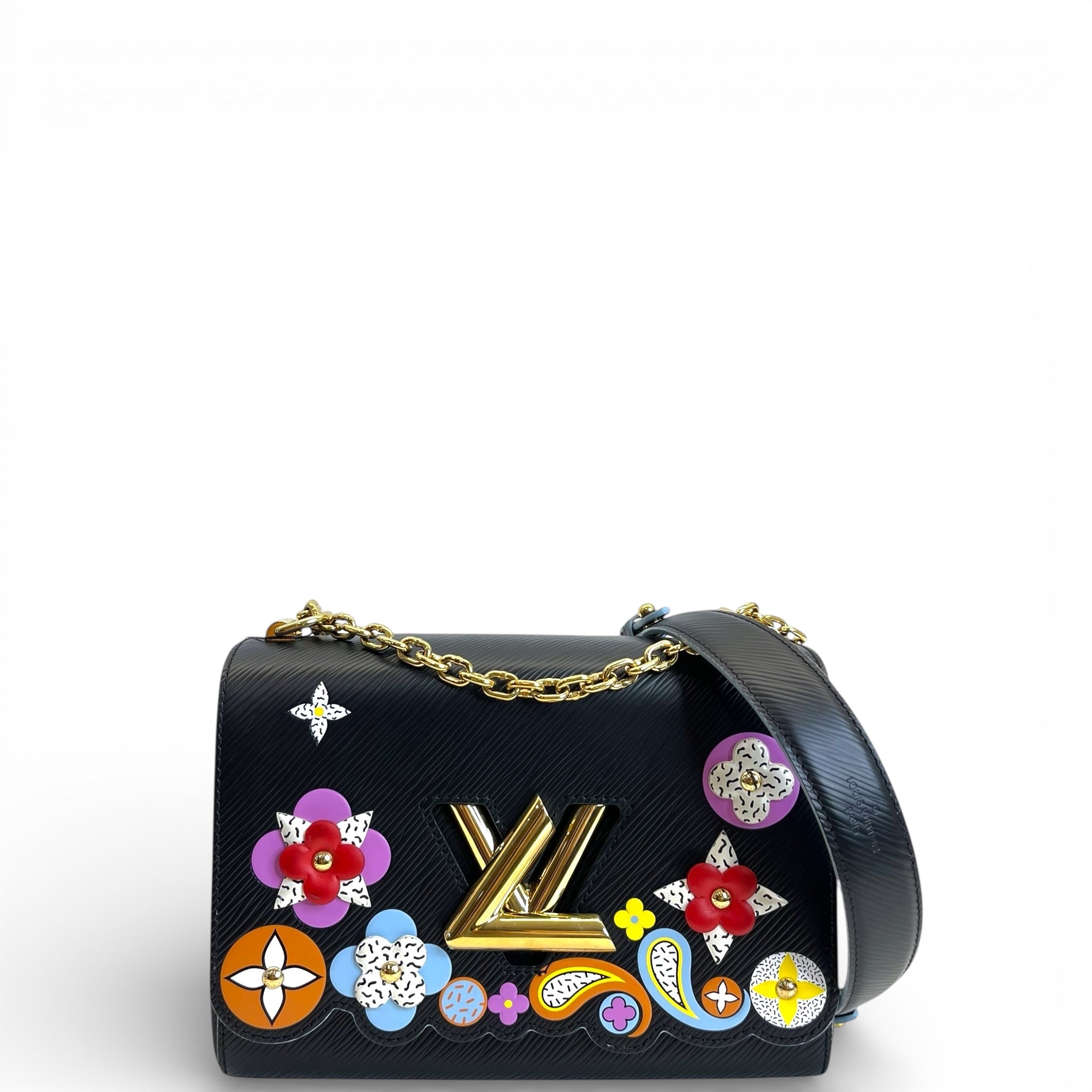 Louis Vuitton Twist MM Bloom Flower Black Epi Leather