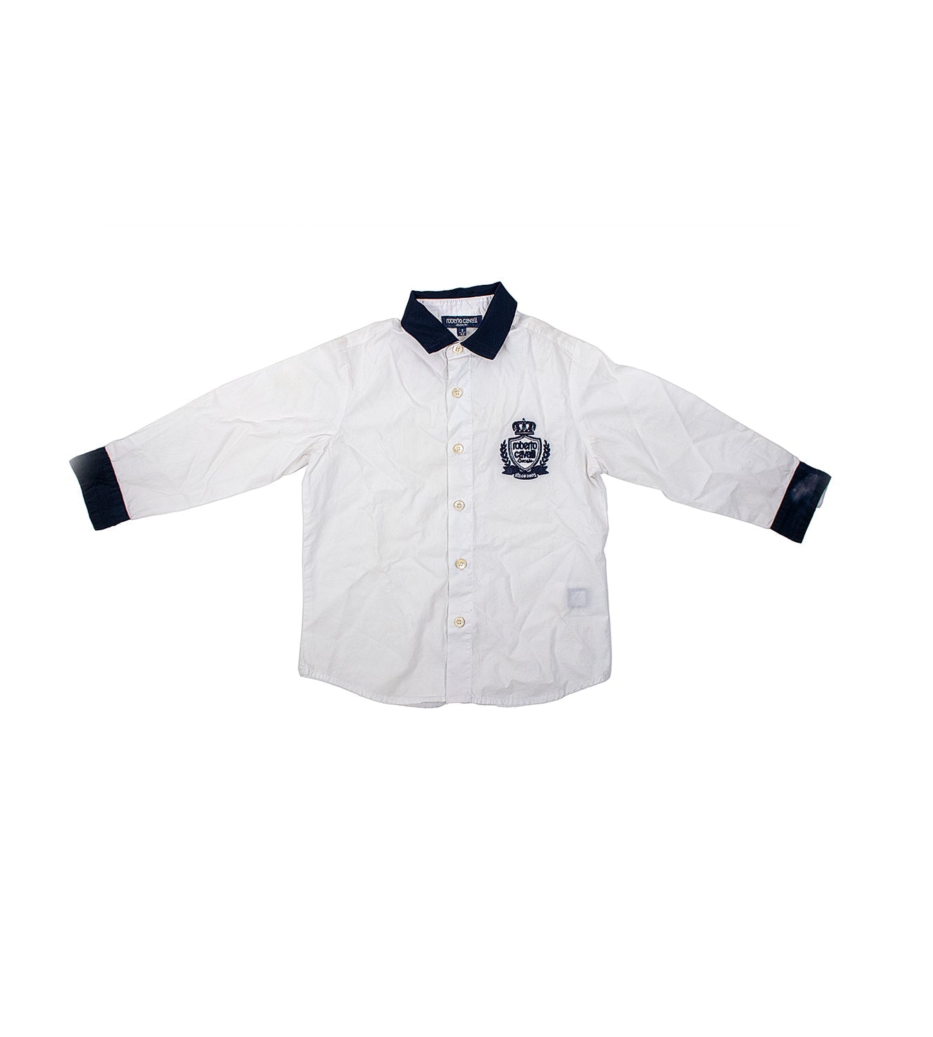 Kids White &amp; Blue Collar Shirt