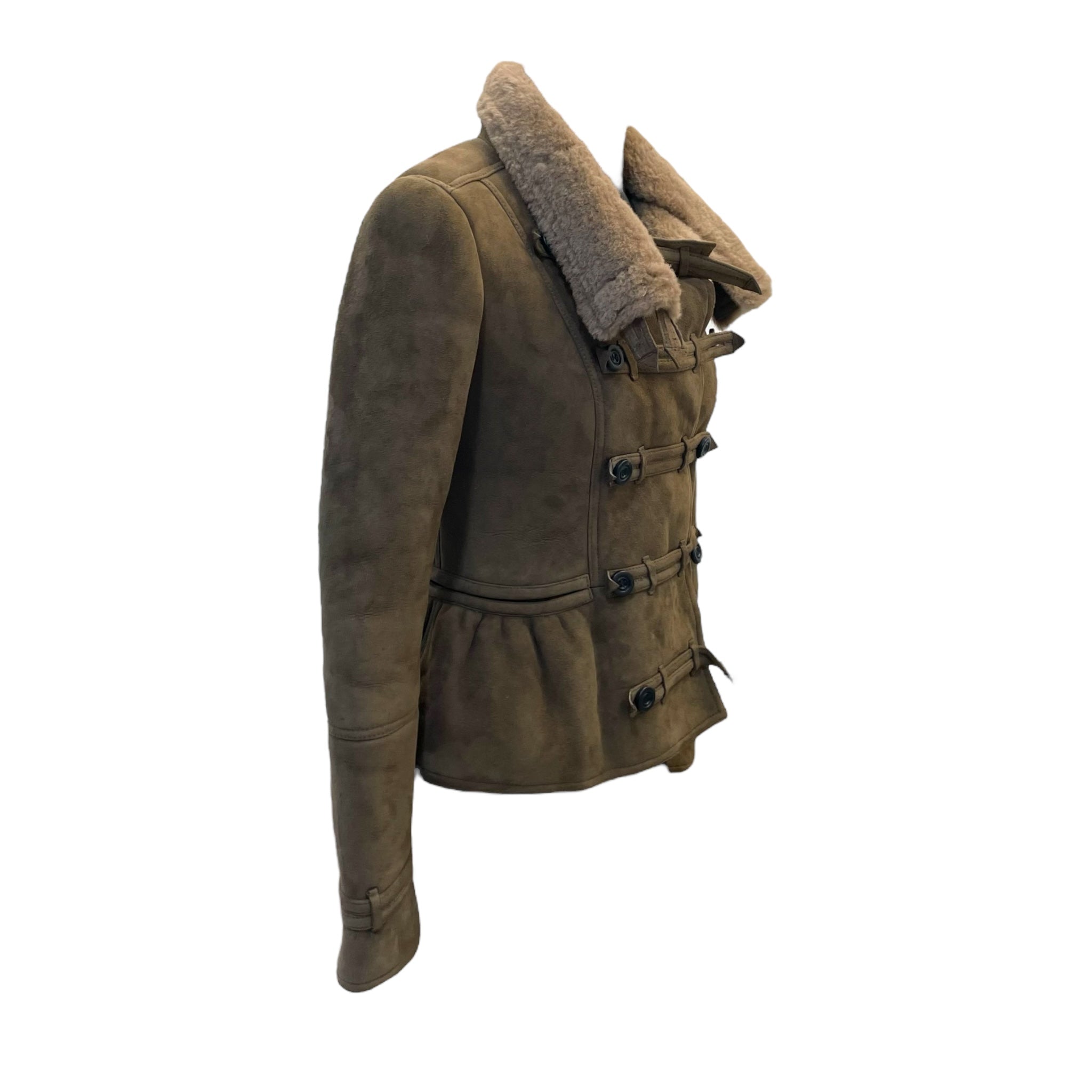 Burberry Prorsum Brown Suede Shearling Motorcycle Jacket