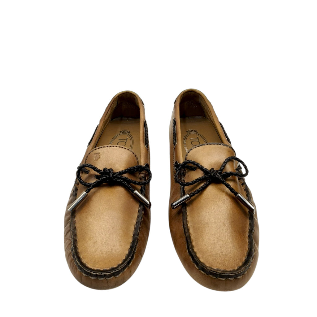 Tod's Gommini Bow Brown Leather Women Loafers EU 36.5