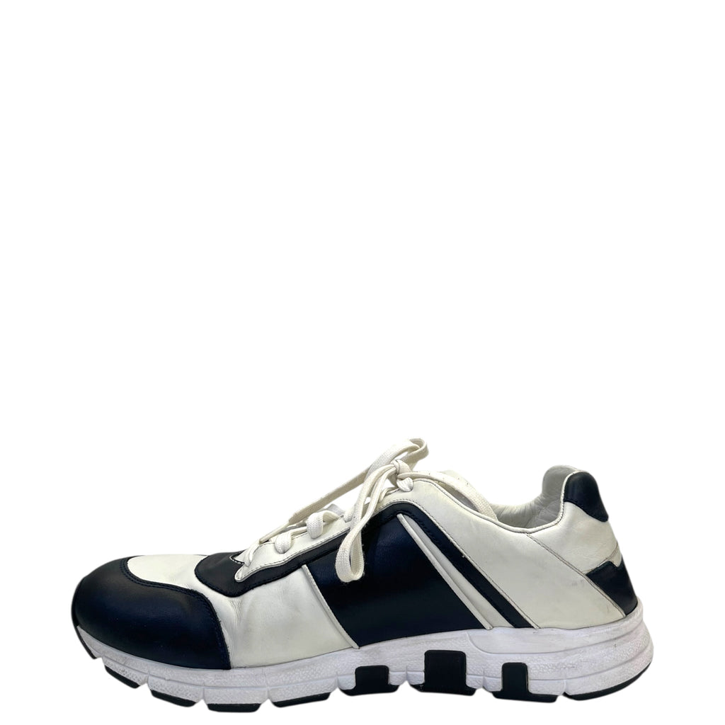 Gucci Interlocking GG Lace Up Low Top Sneakers Black/White Leather EU 45