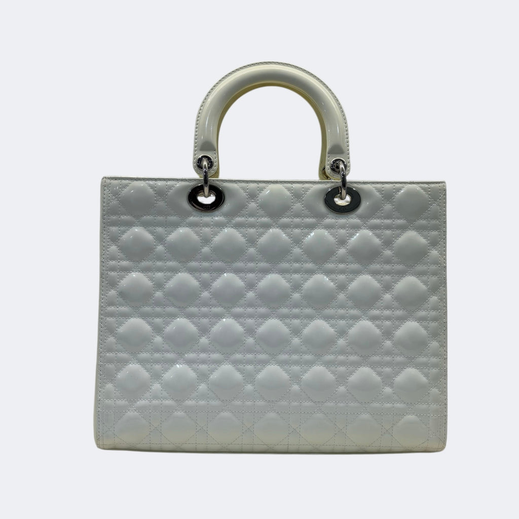 Dior White Cannage Leather Large Lady Dior Tote