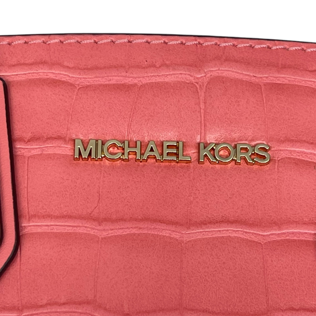 Michael Kors Peach Croc Embossed Leather Mercer Tote Bag