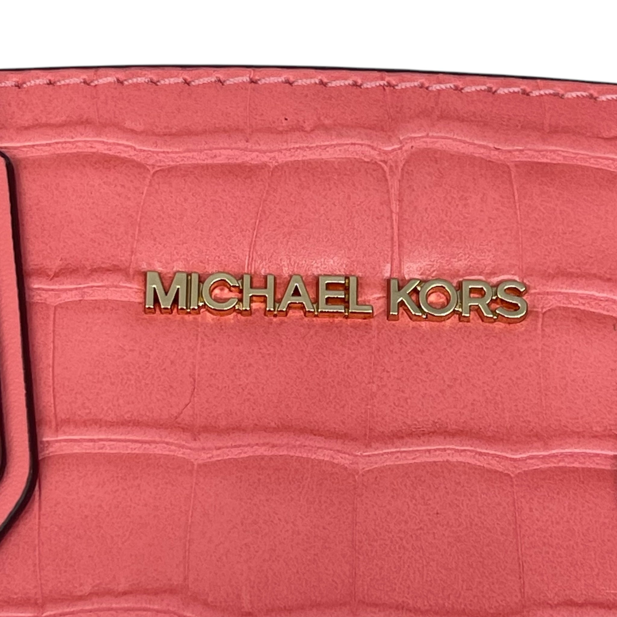 Michael Kors Peach Croc Embossed Leather Mercer Tote Bag