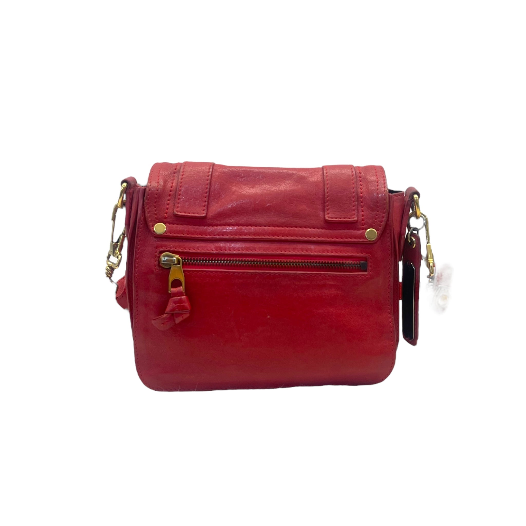 Proenza Schouler Mandarin Red Leather Fringe PS1 Tiny Bag