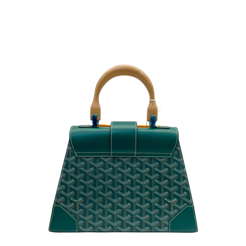 Goyard Green Coated Canvas and Leather PM Saigon Top Handle Bag