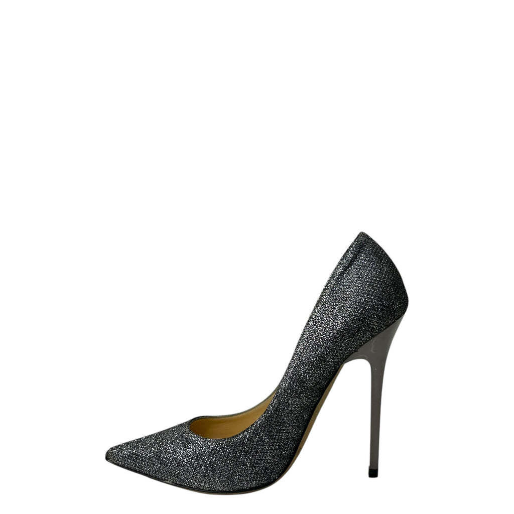 Jimmy Choo Romy Pointed Toe Black Glitter Pumps EU 34