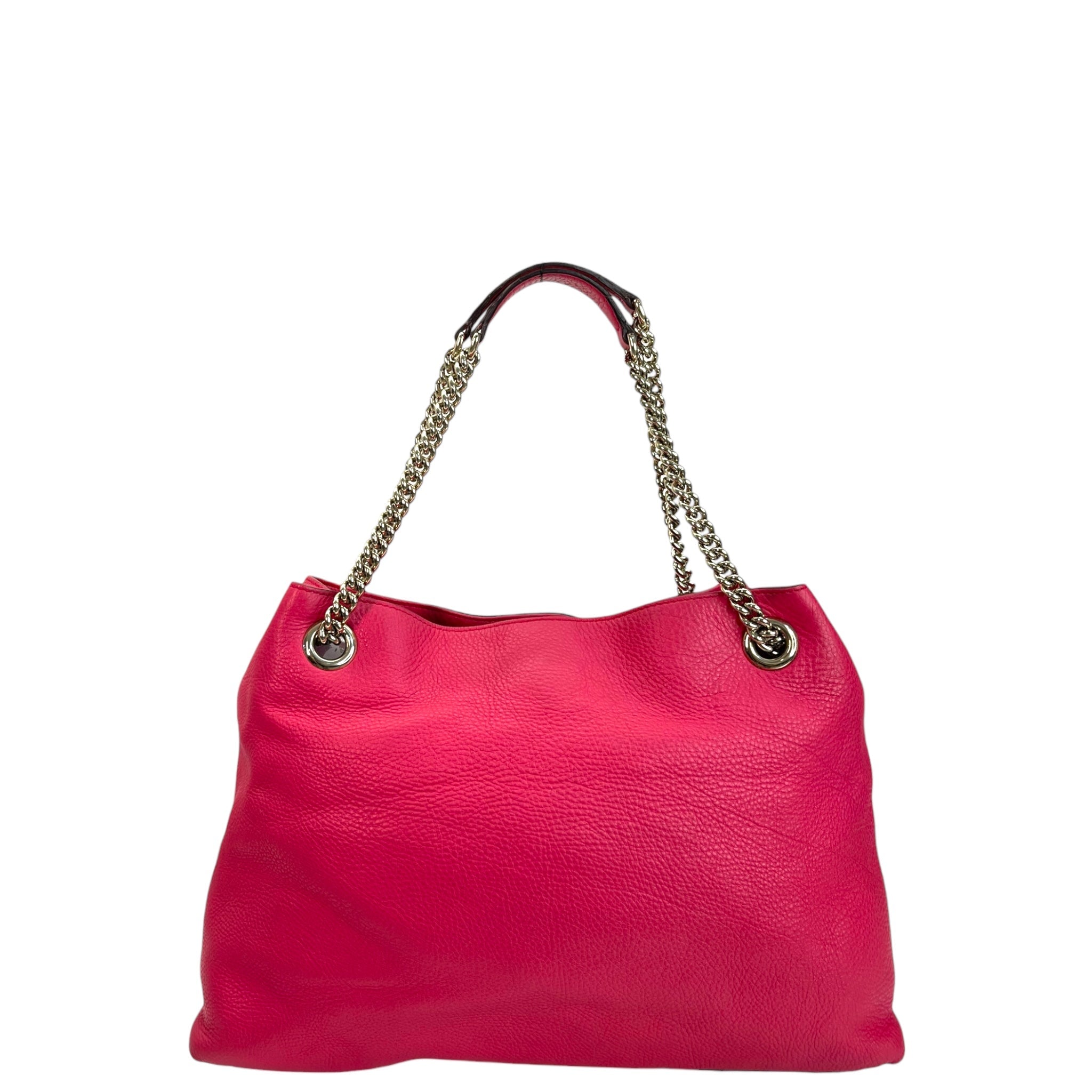 Gucci Medium Soho Chain Tote Fuchsia Pebbled Leather