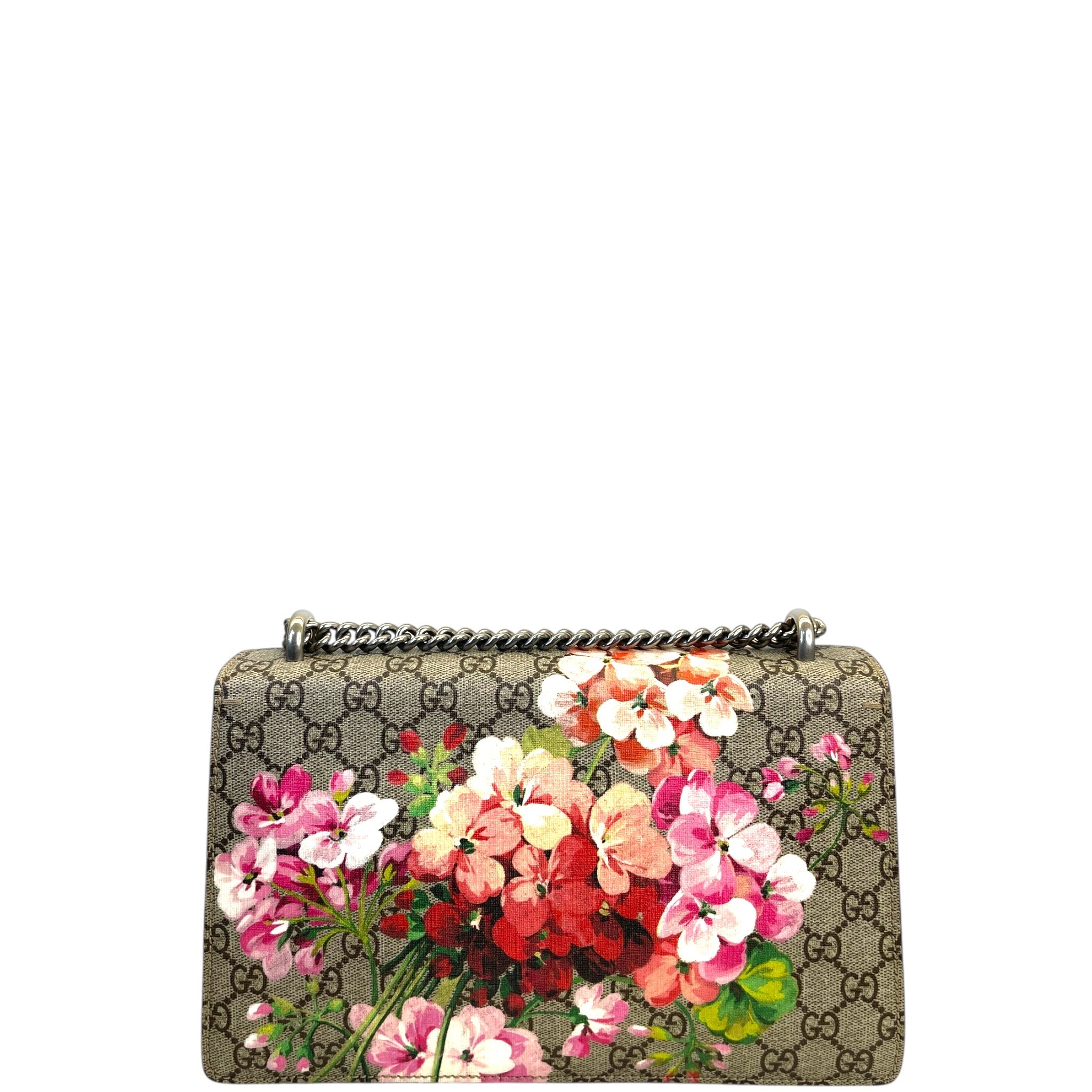 Gucci Dionysus Small Shoulder Bag GG Supreme Blooms Print Maroon Suede