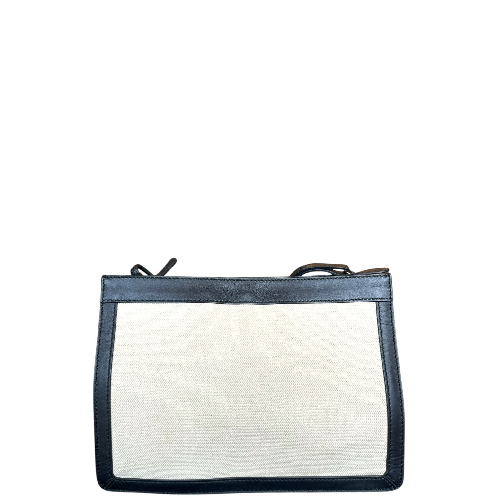 Balenciaga Navy Pochette Bag Beige Canvas/Black Leather Trim