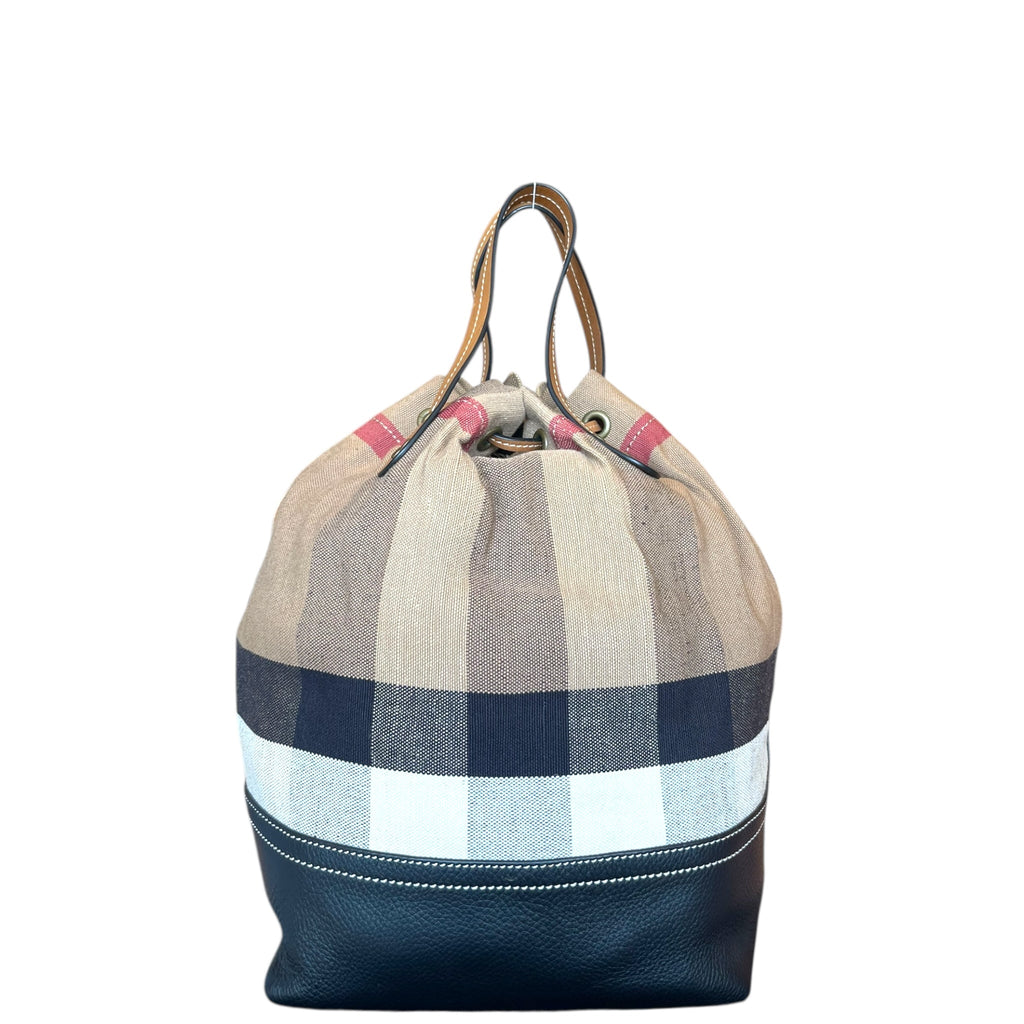Burberry Heston Bucket Bag Signature House Check Canvas