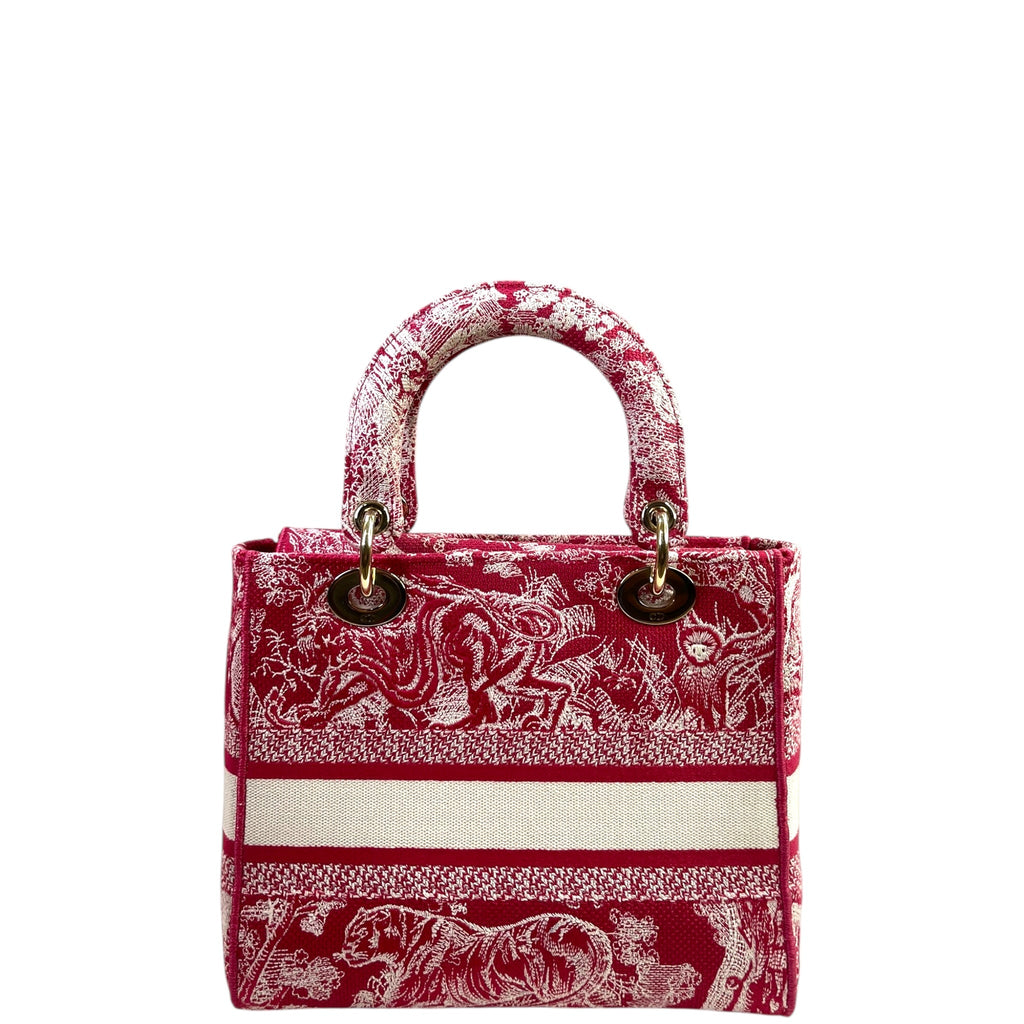 Christian Dior Lady D-Lite Bag Toile De Jouy Pink Embroidered Canvas