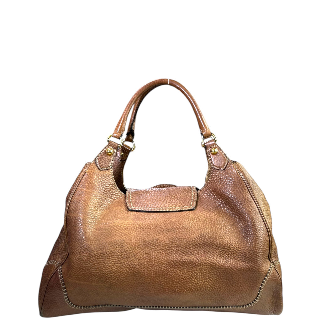 Gucci Pelham Horsebit Large Shoulder Bag Light Brown Leather