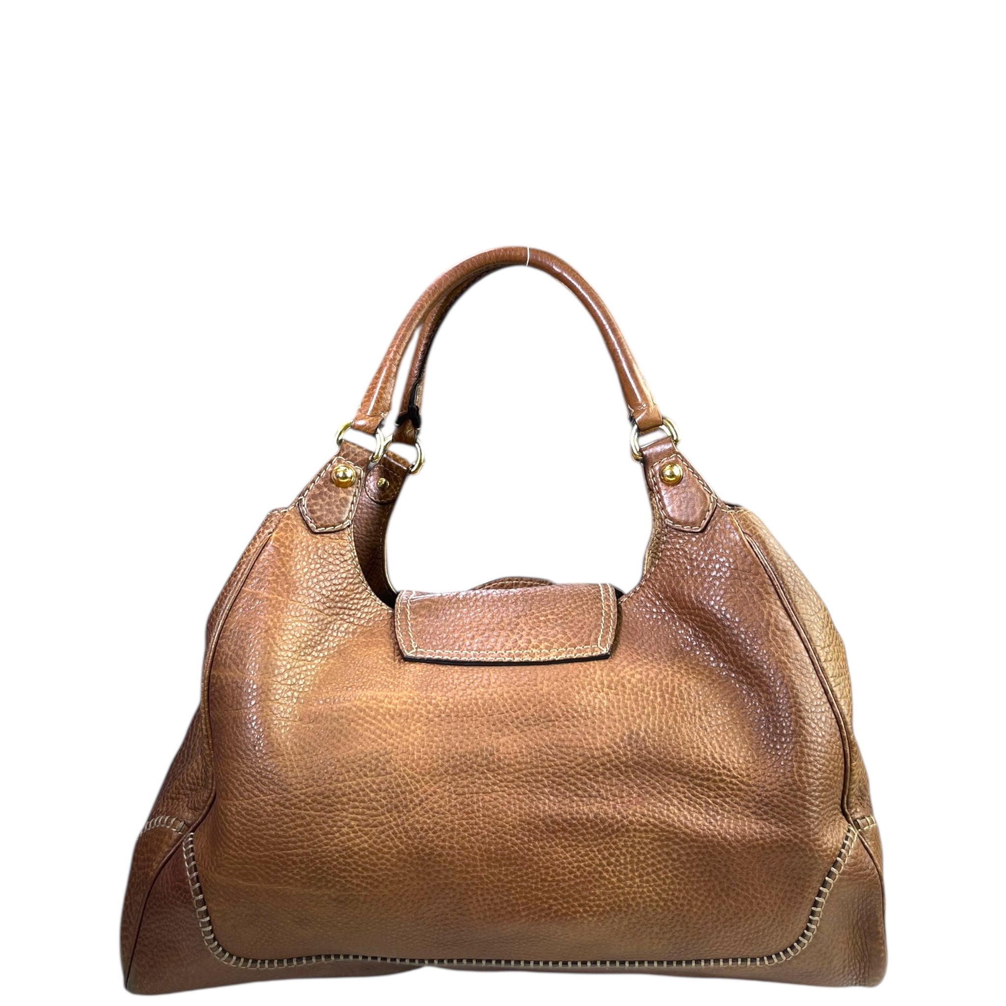 Gucci Pelham Horsebit Large Shoulder Bag Light Brown Leather