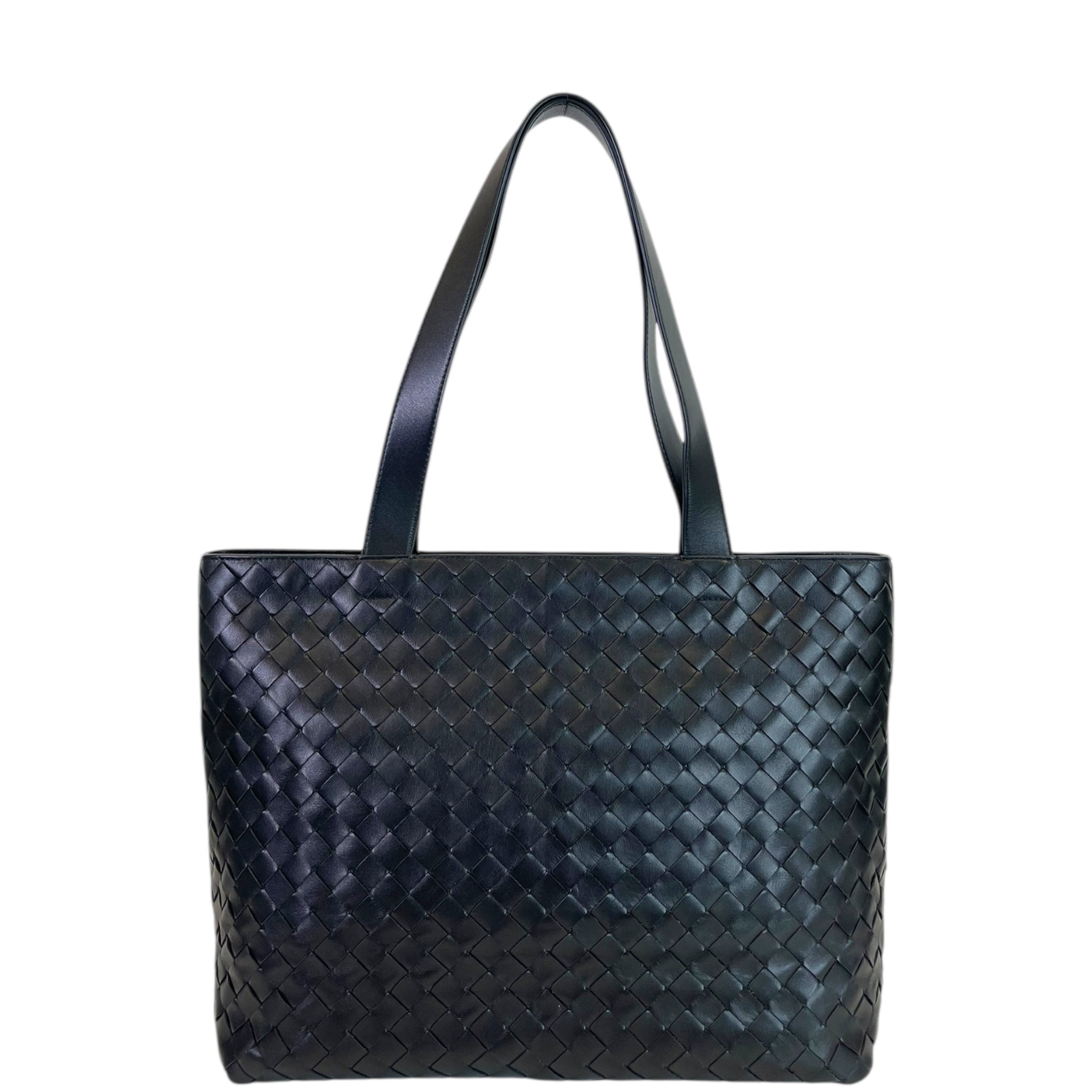 Bottega Veneta Small Intrecciato Zipped Tote Black Leather