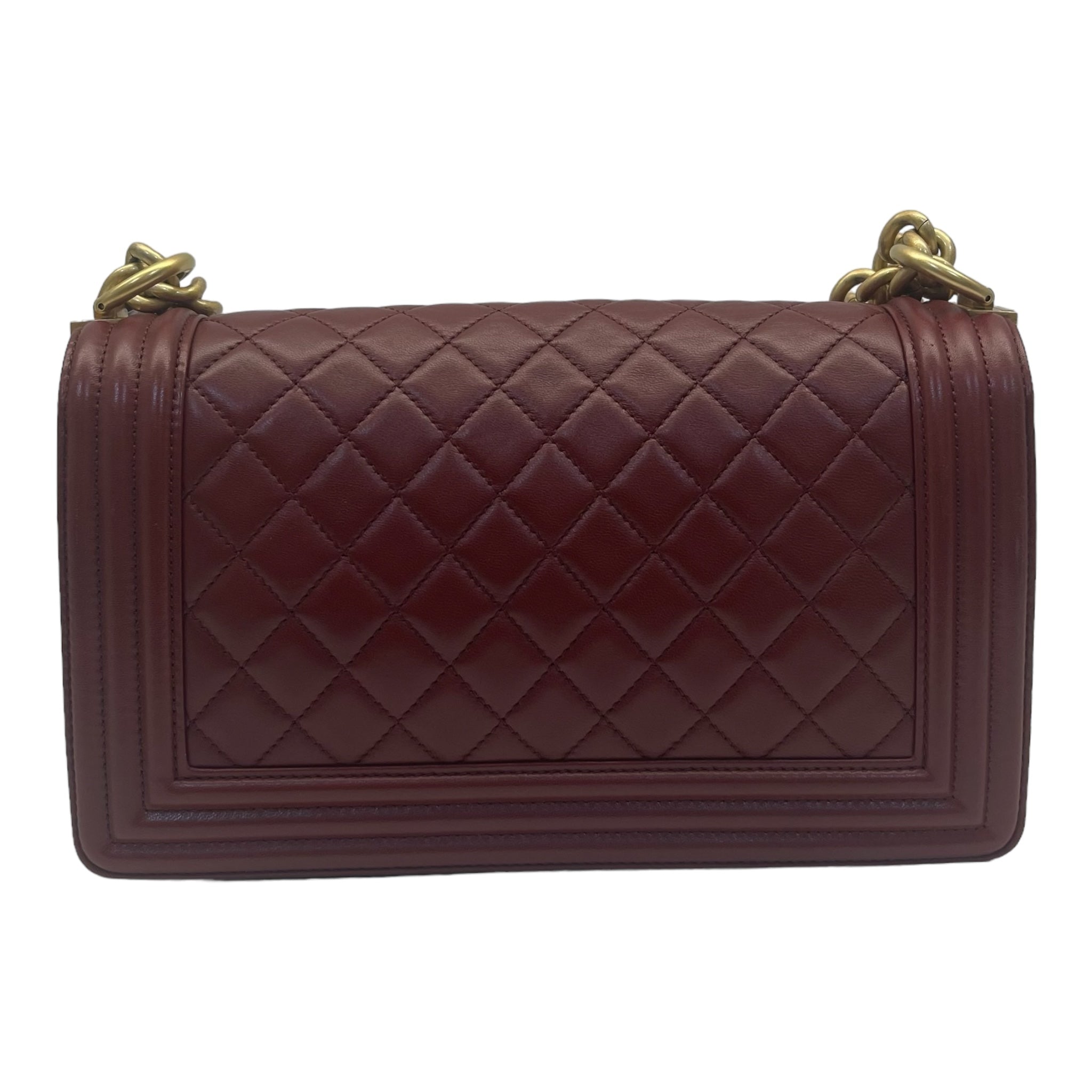 Chanel Boy Flap Red Bag Medium Calfskin Quilted