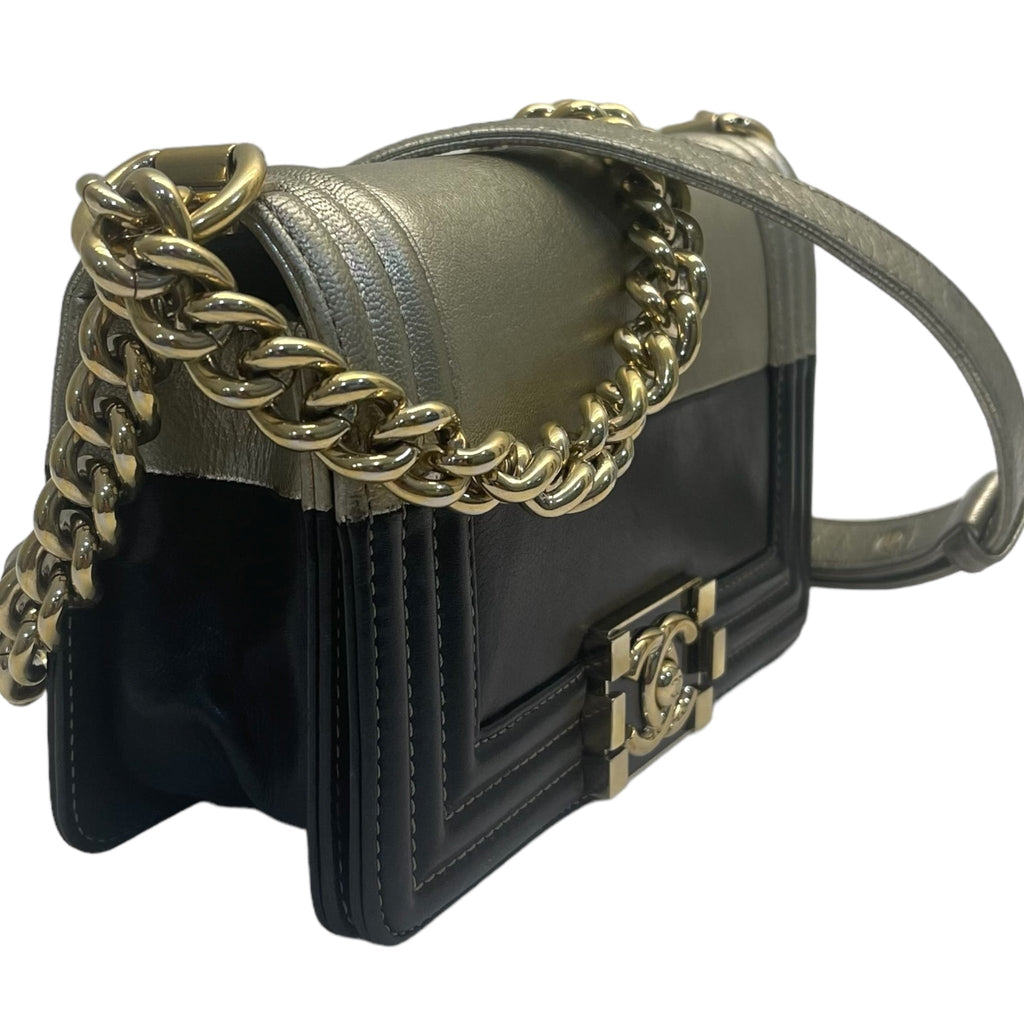 Chanel Bicolor Leather Small Boy Bag