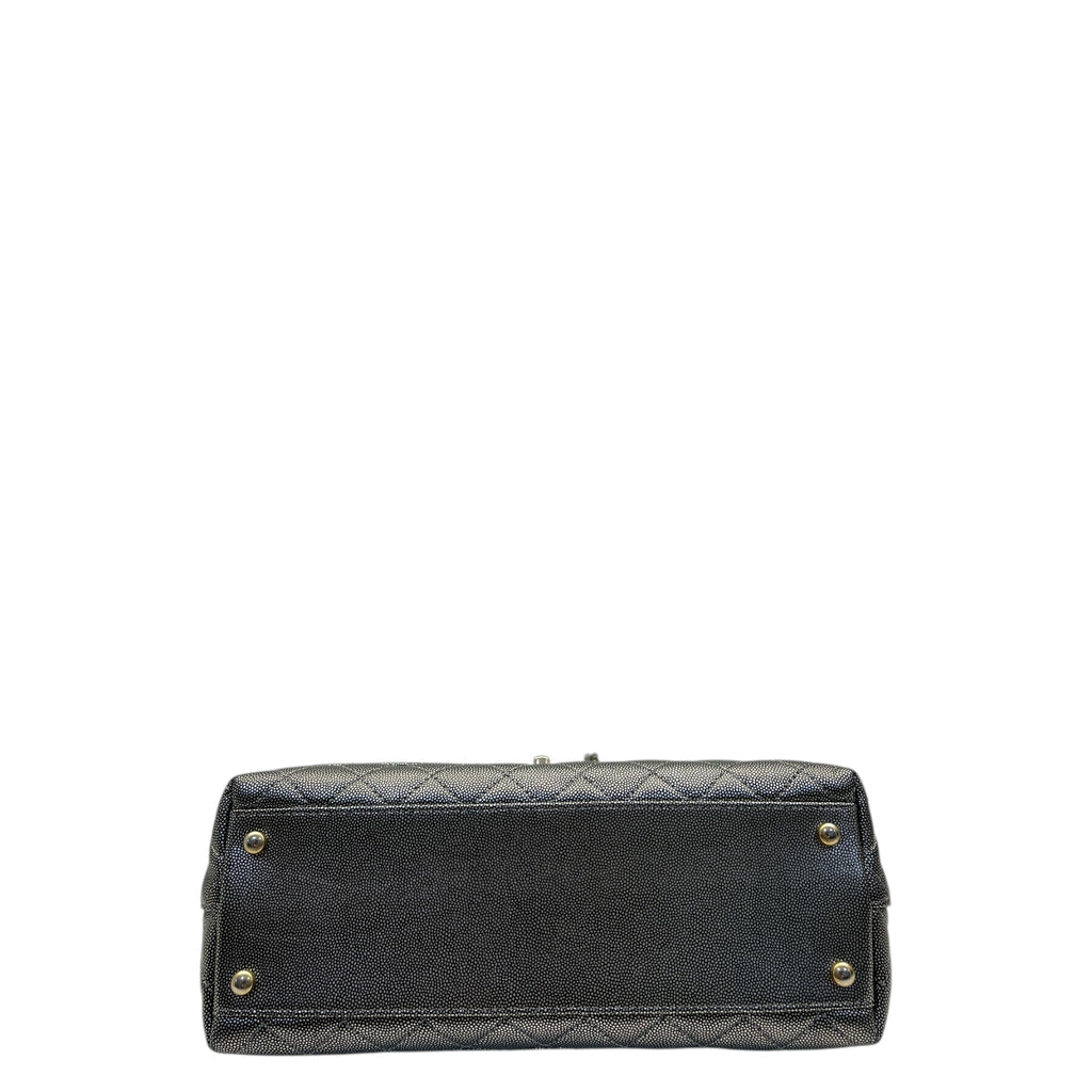 Chanel Grey Caviar Leather Coco Top Handle Bag