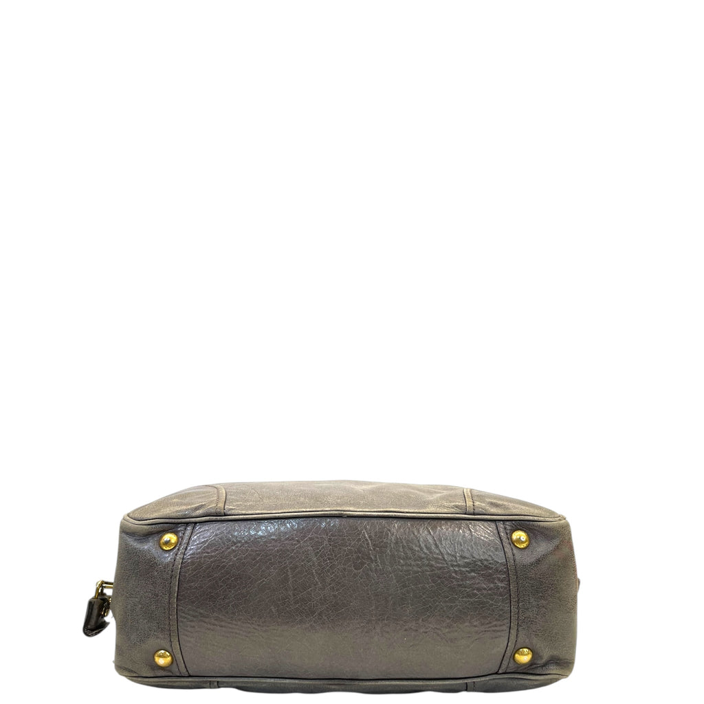 Prada Grey Vitello Shine Bauletto Bag