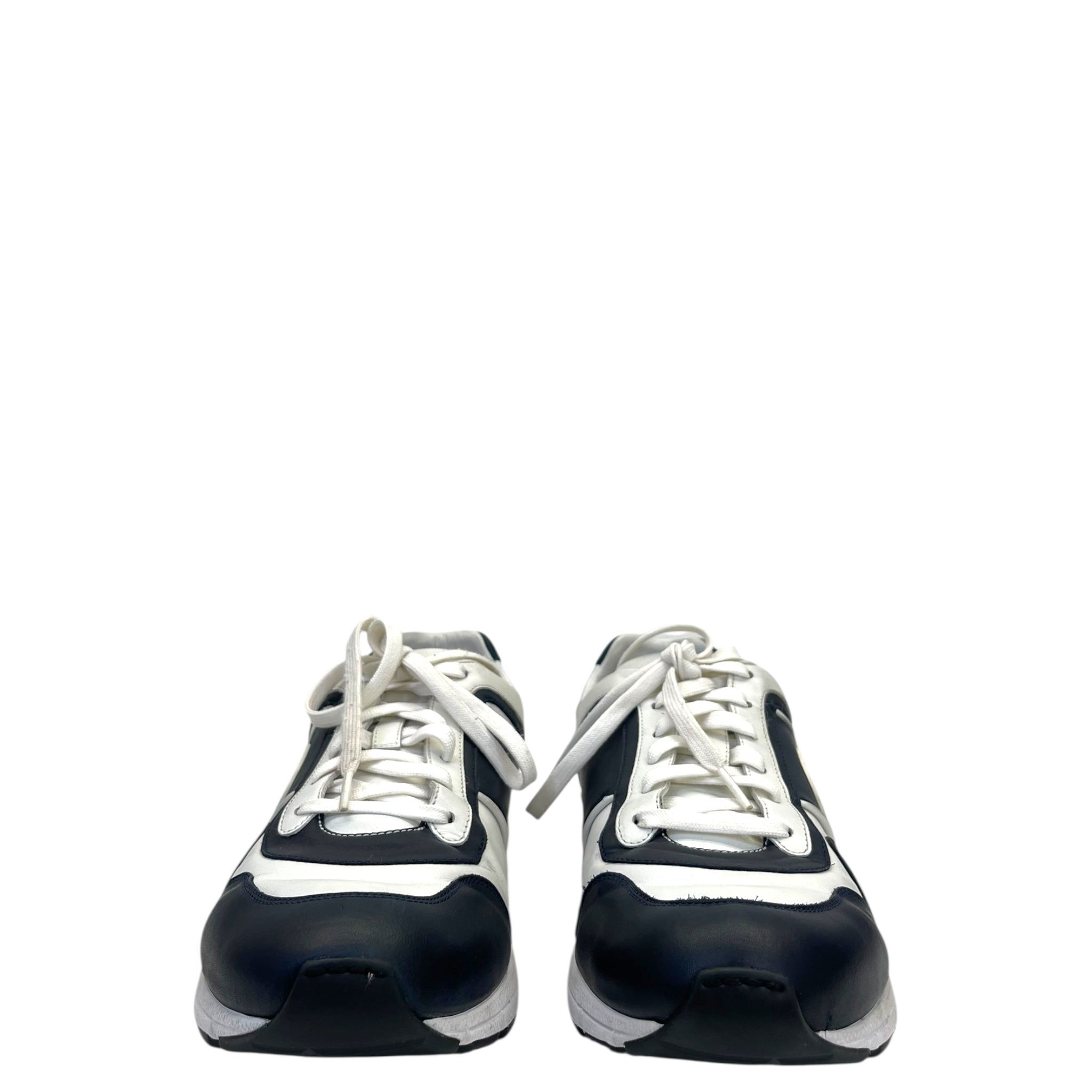 Gucci Interlocking GG Lace Up Low Top Sneakers Black/White Leather EU 45