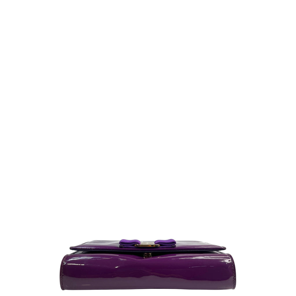 Salvatore Ferragamo Vara Ginny Bow Bag Purple Patent Leather