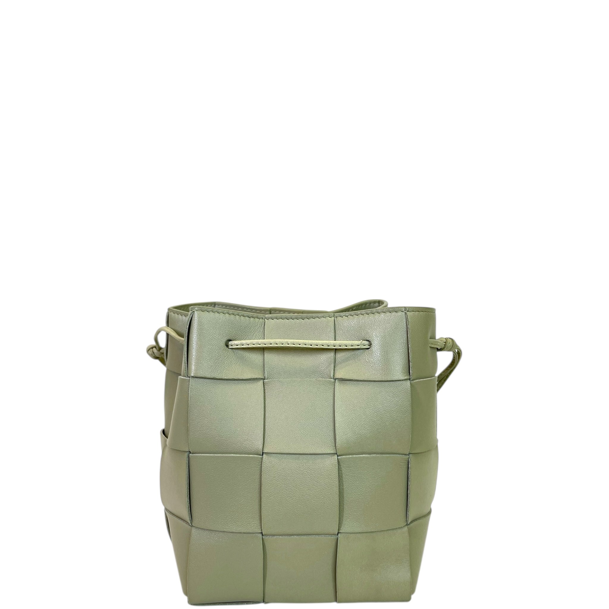 Bottega Veneta Small Cassette Bucket Bag Green Leather