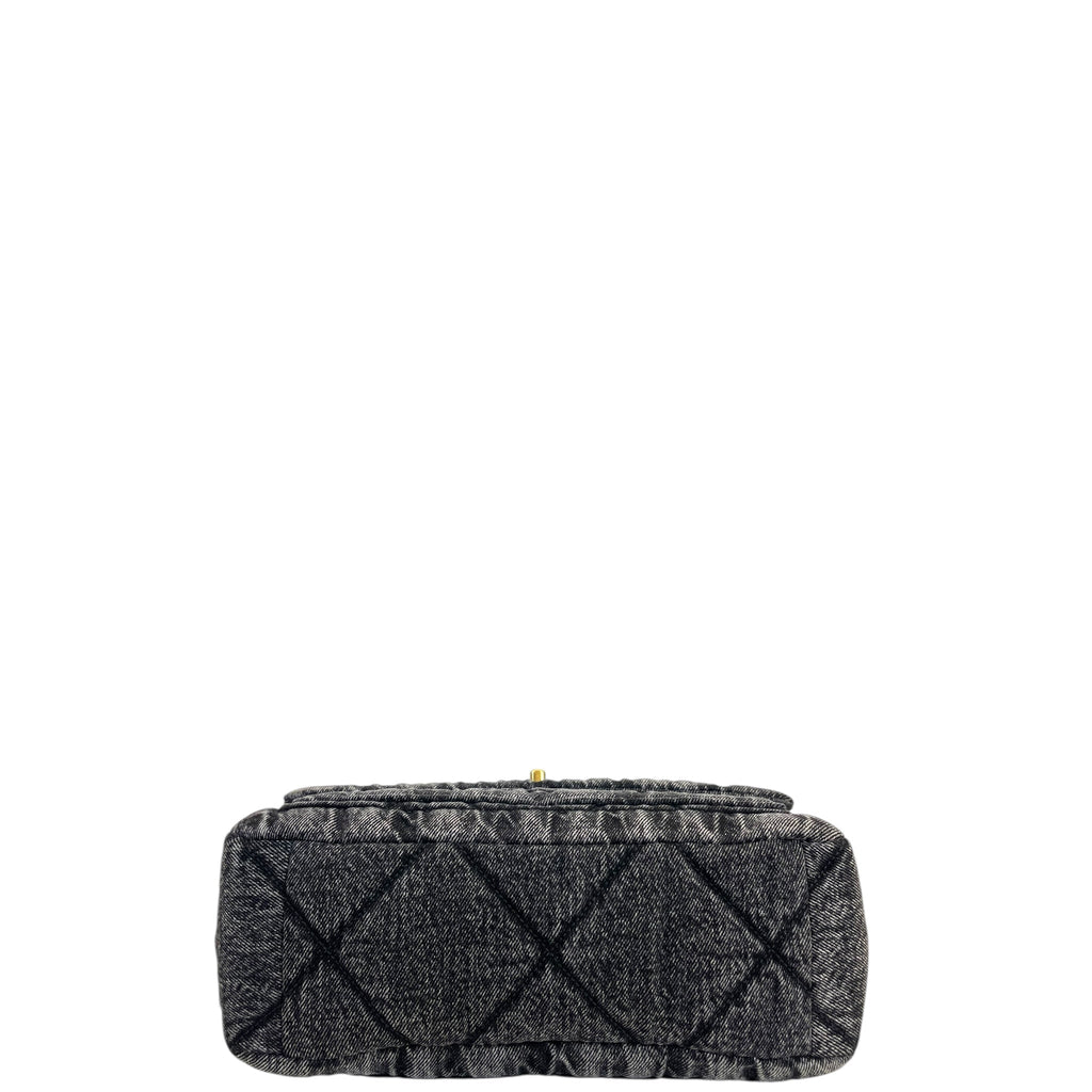 Chanel 25K Large Flap Bag Black Washed Denim