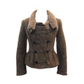 Burberry Prorsum Brown Suede Shearling Motorcycle Jacket