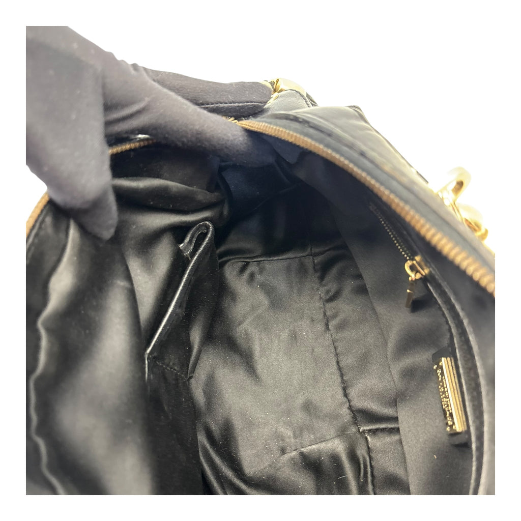 Versace Black/Gold Quilted Leather Satchel