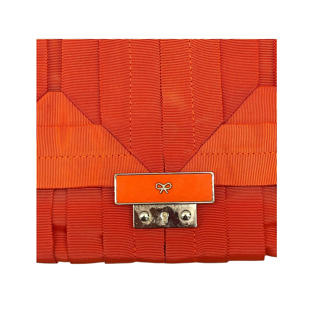 Anya Hindmarch Bright Orange Clutch Bag with Grosgrain Ribbon