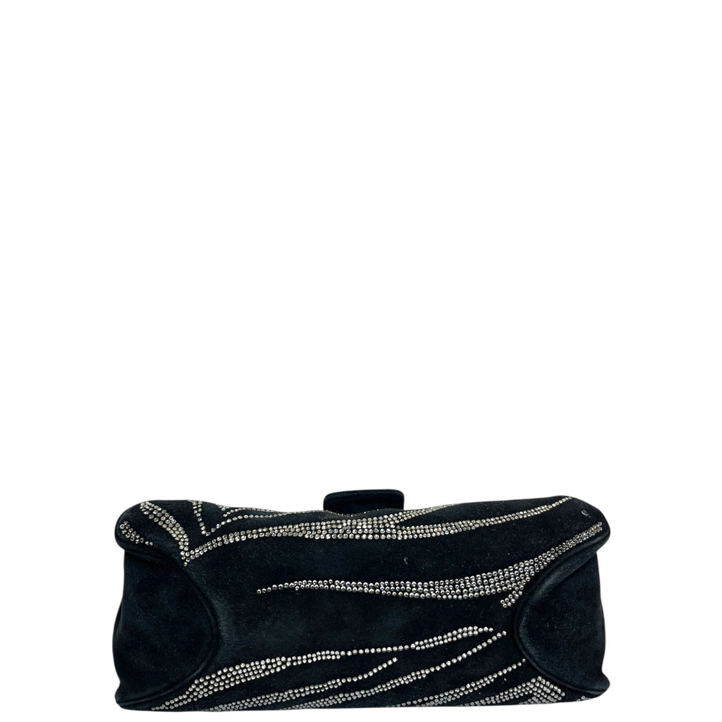 Judith Leiber Embellished Black Suede Shoulder Bag