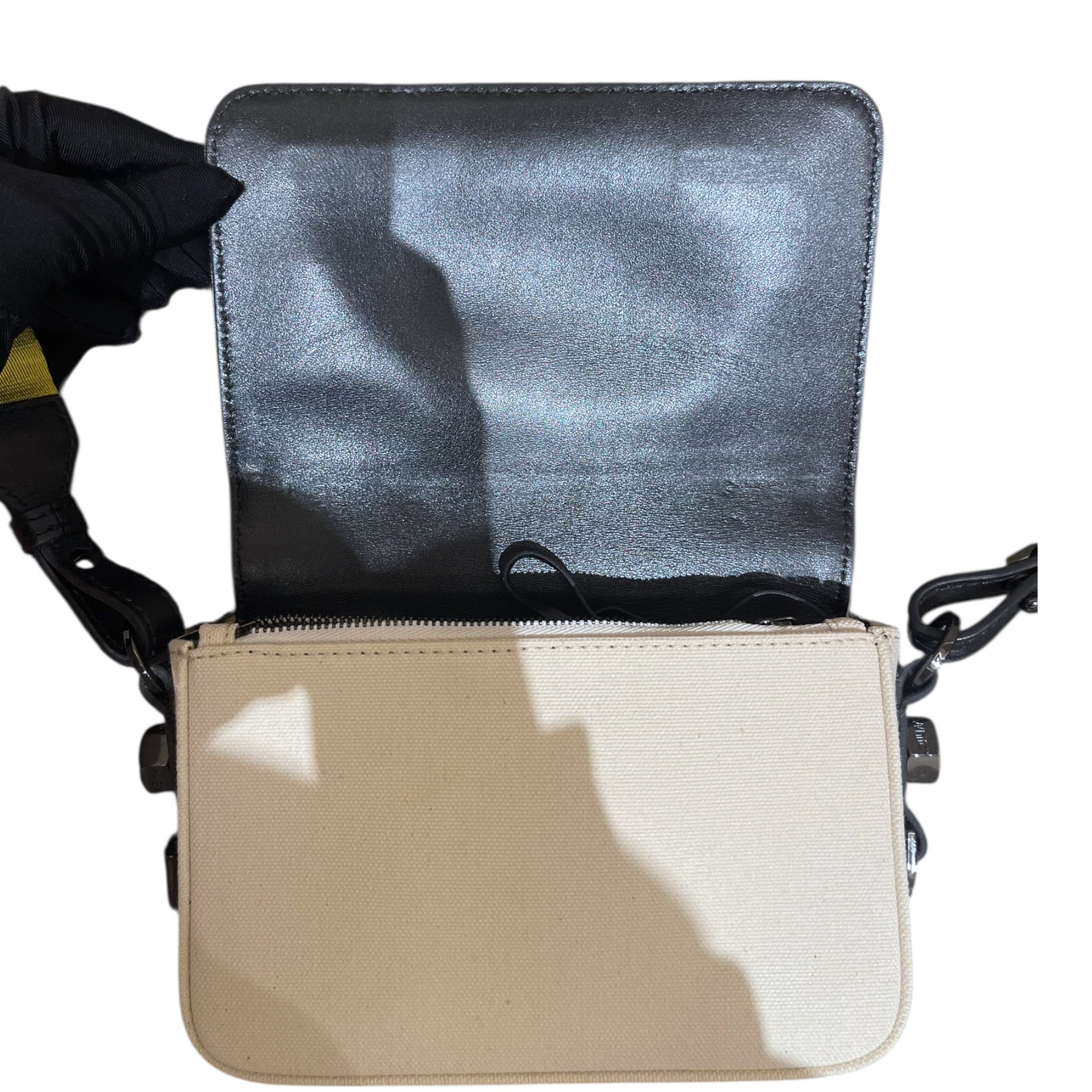 Off-White Sculpture Canvas Flap Shoulder Bag