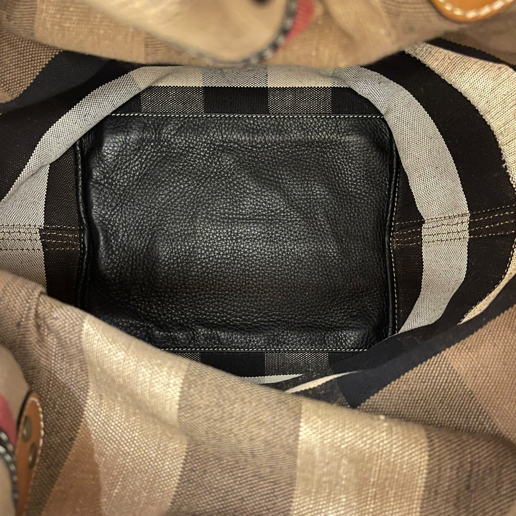 Burberry Heston Bucket Bag Signature House Check Canvas
