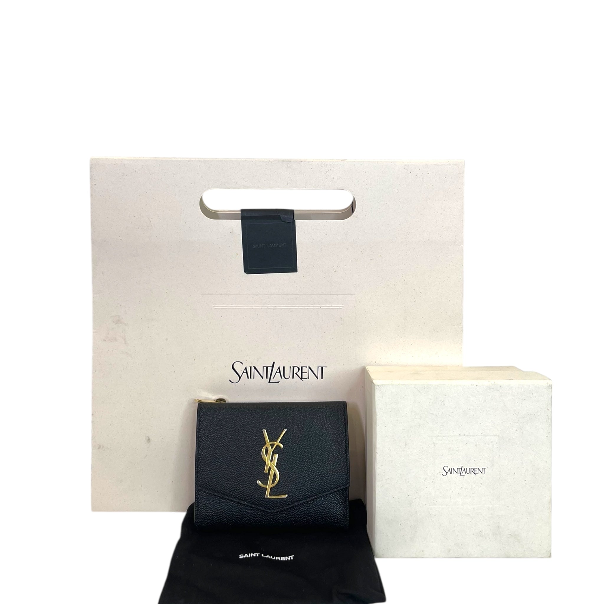 Saint Laurent Uptown Bi-fold Wallet Black Grain De Poudre Leather
